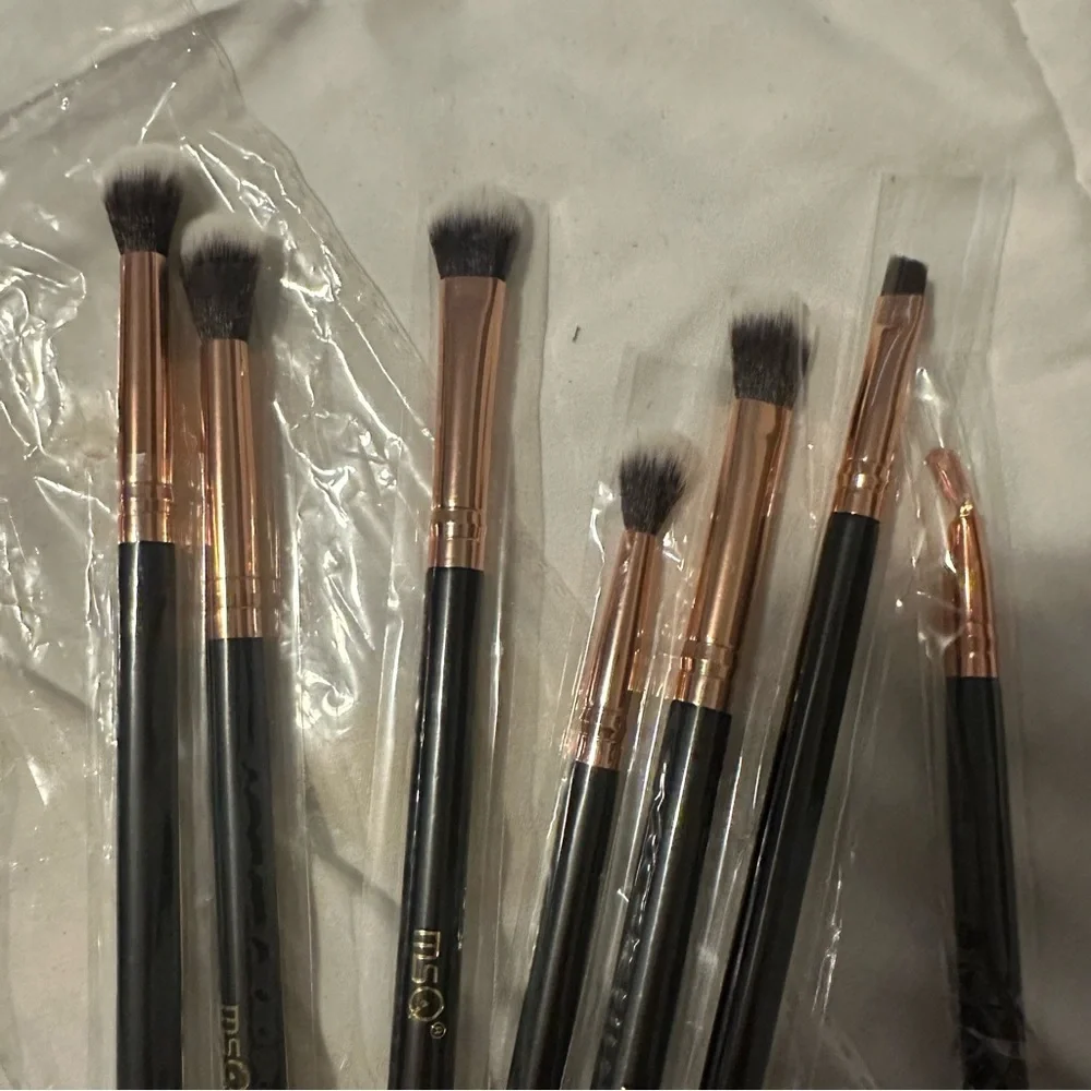 MSQ 8-Piece Eye Makeup Brush Set Black Rose Gold Blending & Detail Brushes
